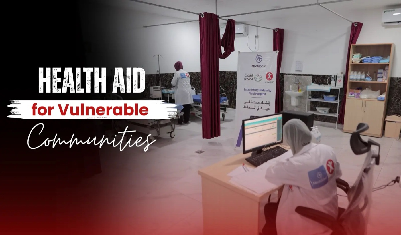 Health Aid for Vulnerable Communities campaign banner.